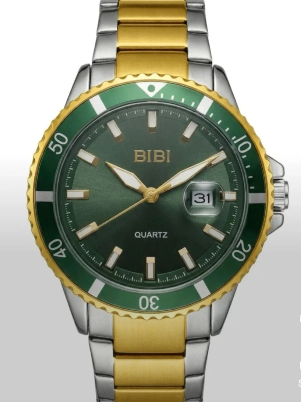 BIBI Men's Green Dial Two-Tone Stainless Steel Watch